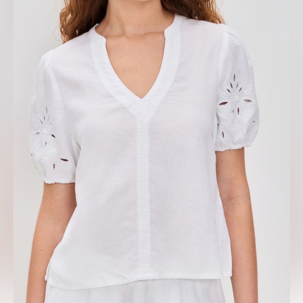 Splendid Cayden Embroidered Blouse White Size Small